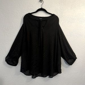 Torrid black blouse with iridescent threads sewn in.